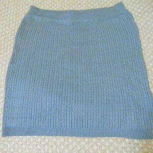 Soft Minimalist Ribbed Knit Blue Pencil Skirt XL Quiet Luxury Capsule Essential